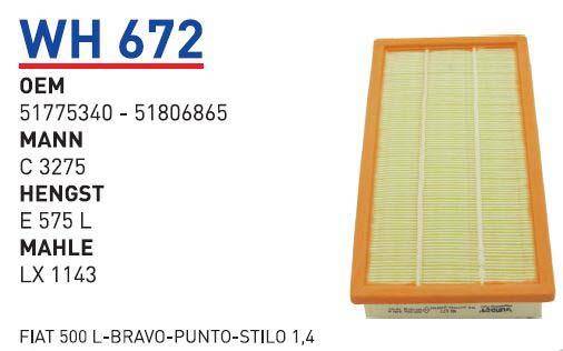 51775340 Fiat 500 L Bravo Stilo Grand Punto 1.4 Hava Filitresi Wunder - 1