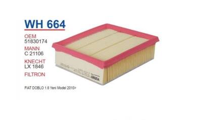 51830174 Fiat Doblo 1.6 Alfa Mito Yeni Model Hava Filtresi Wunder - WUNDER