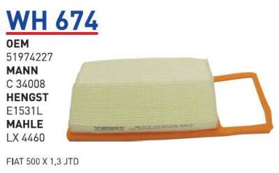 51974227 Fiat 500 X 1.3 Jtd Hava Filitresi Wunder - WUNDER