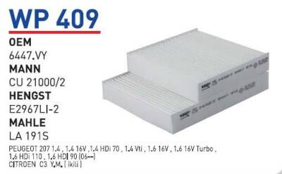 6447.Vy Peugeot 207 Cıtroen C3 Ym Klima Filitresi Wunder - WUNDER