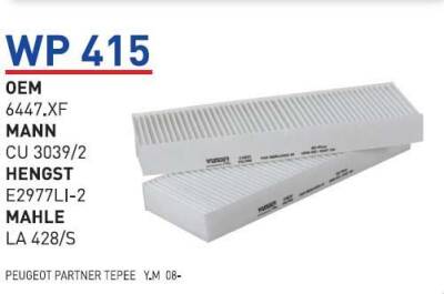 6447.Xf Peugeot Partner Tepe Ym Cıtroen Ber Klima Filitresi Wunder - WUNDER