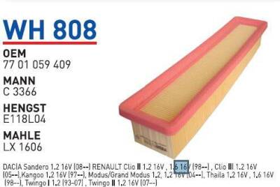 7701059409 Renault Clio Iıı Modüs Hava Filtresi Wunder - WUNDER