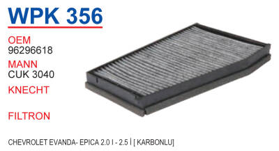 96327366 Chevrolet Epıca Klima Filitresi Karbonlu Wpk356 - WUNDER