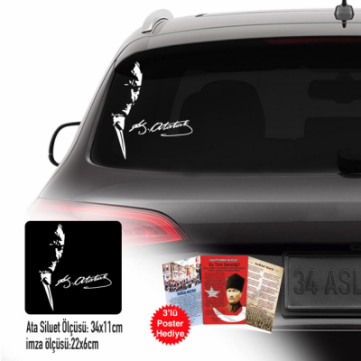 Atatürk İmzalı Silüet Resim Hediyeli 3 Tane - UMT AUTO PARTS