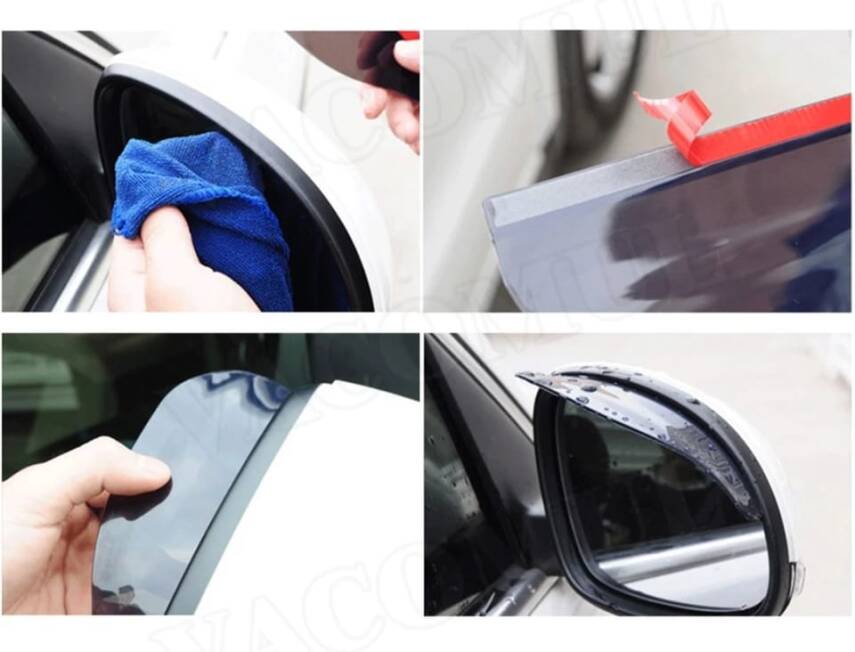 Ayna Şapkası Yağmurluk Dikiz Aynası Takım Siyah - 7