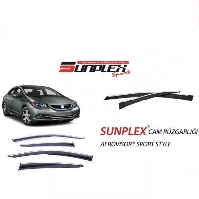 Honda Civic 2012-2016 Cam Rüzgarlığı Kromlu Sunplex - SUNPLEX