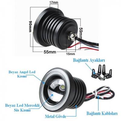 Mercek Angel Ledli Sis Lambası (Beyaz) - ITHAL