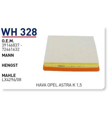 Opel Astra K 1.5 Dizel Hava Filtresi Wunder - WUNDER