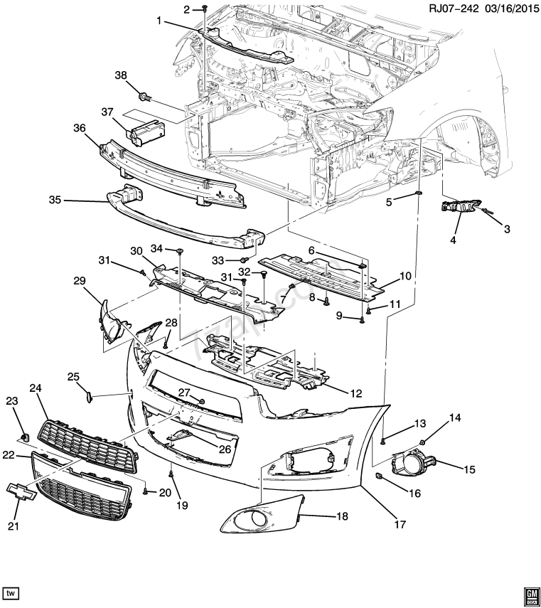 Panel Üst Bakaliti Ön Tampon Aveo T300 2012 Sonrası - 2
